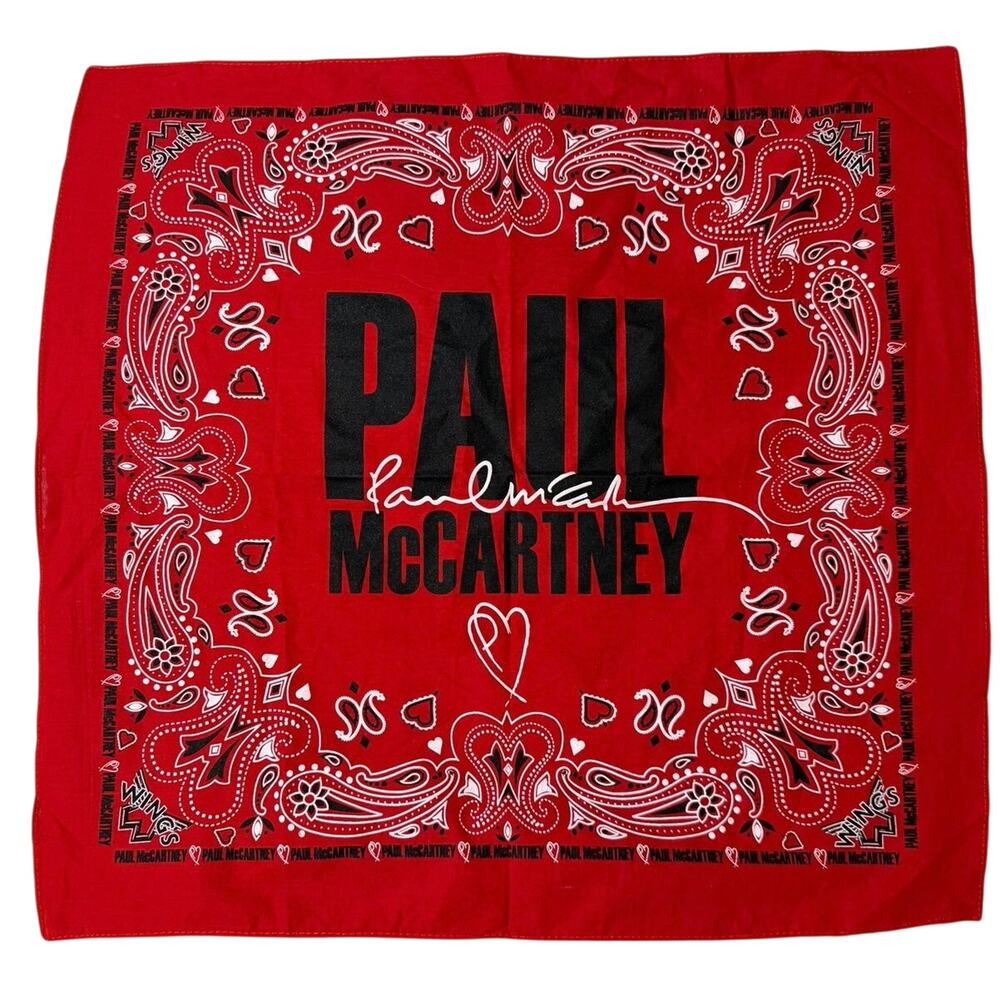 Paul McCartney Wings Tour Concert Merch Red Paisley Western Bandana Souvenir